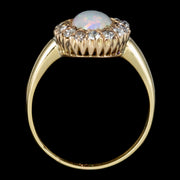 Antique Victorian Opal Diamond Cluster Ring Circa 1890