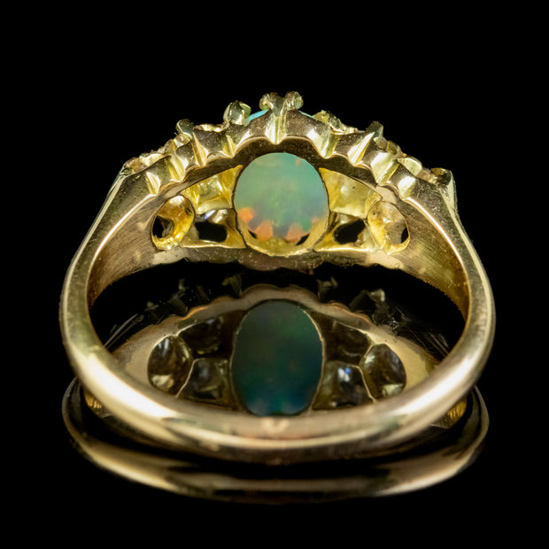 Antique Victorian Opal Diamond Cluster Ring Dated 1897