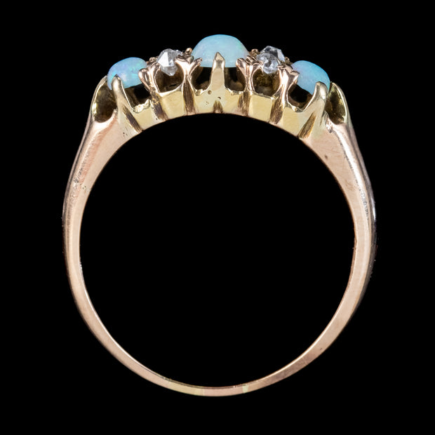 Antique Victorian Opal Diamond Ring 0.45ct Opal 