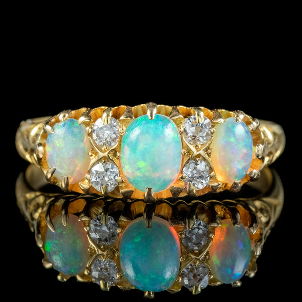 Antique Victorian Opal Diamond Ring 1ct Of Opal