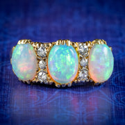 Antique Victorian Opal Diamond Ring 4ct Of Opal Circa 1900