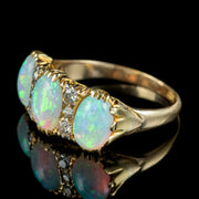 Antique Victorian Opal Diamond Ring 4ct Of Opal Circa 1900