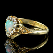 Antique Victorian Opal Heart Diamond Ring Dated 1897