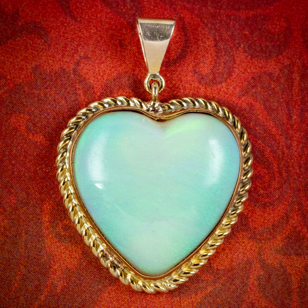 Antique Victorian Opal Heart Pendant 15ct Opal Circa 1900