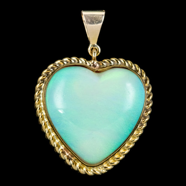 Antique Victorian Opal Heart Pendant 15ct Opal Circa 1900