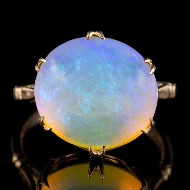 Antique Victorian Opal Ring Natural 8ct Cabochon Opal Circa 1900