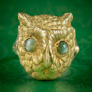 Antique Victorian Owl Ring Chrysoberyl Cats Eyes