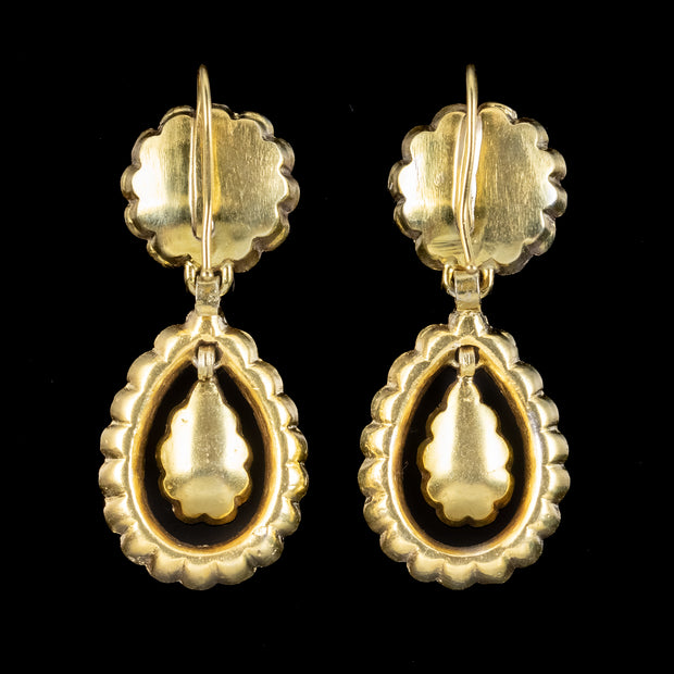 Antique Victorian Paste Drop Earrings Silver 18ct Gold