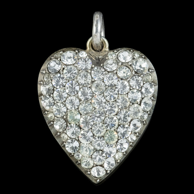 Antique Victorian Paste Heart Pendant Silver Circa 1890 front