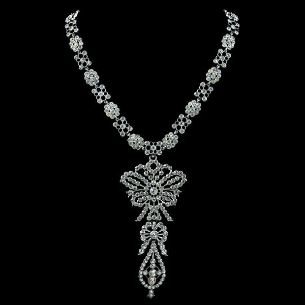 Antique Victorian Paste Lavaliere Necklace Silver