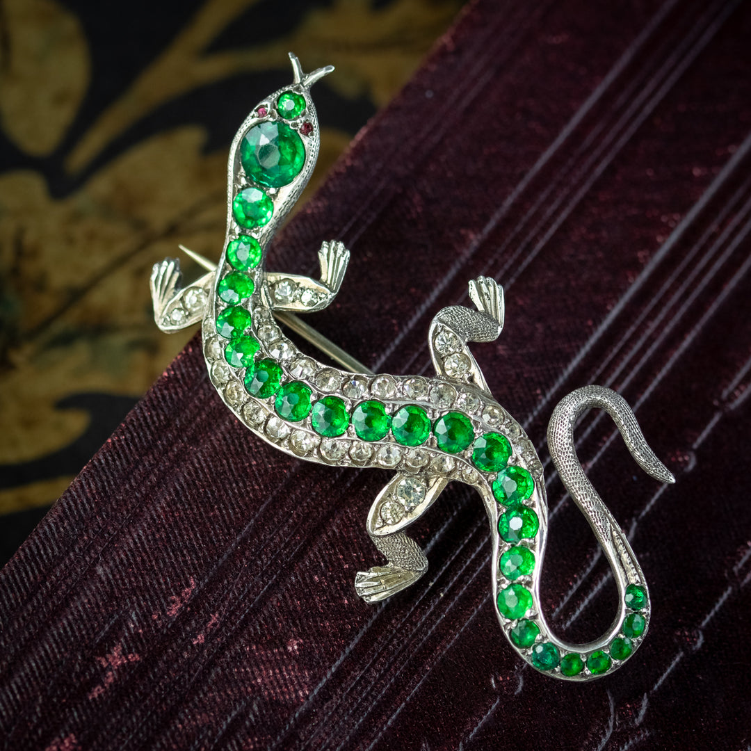 Silver Art hotsell Nouveau Lizard Brooch with Spinel Trim