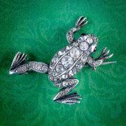 ANTIQUE VICTORIAN PASTE RUBY FROG BROOCH STERLING SILVER CIRCA 1900 main
