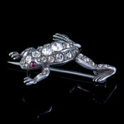 ANTIQUE VICTORIAN PASTE RUBY FROG BROOCH STERLING SILVER CIRCA 1900 side