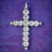 Antique Victorian Paste Silver Cross Pendant