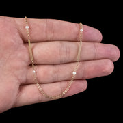 Antique Victorian Pearl Chain Necklace 9ct Gold Cira 1900