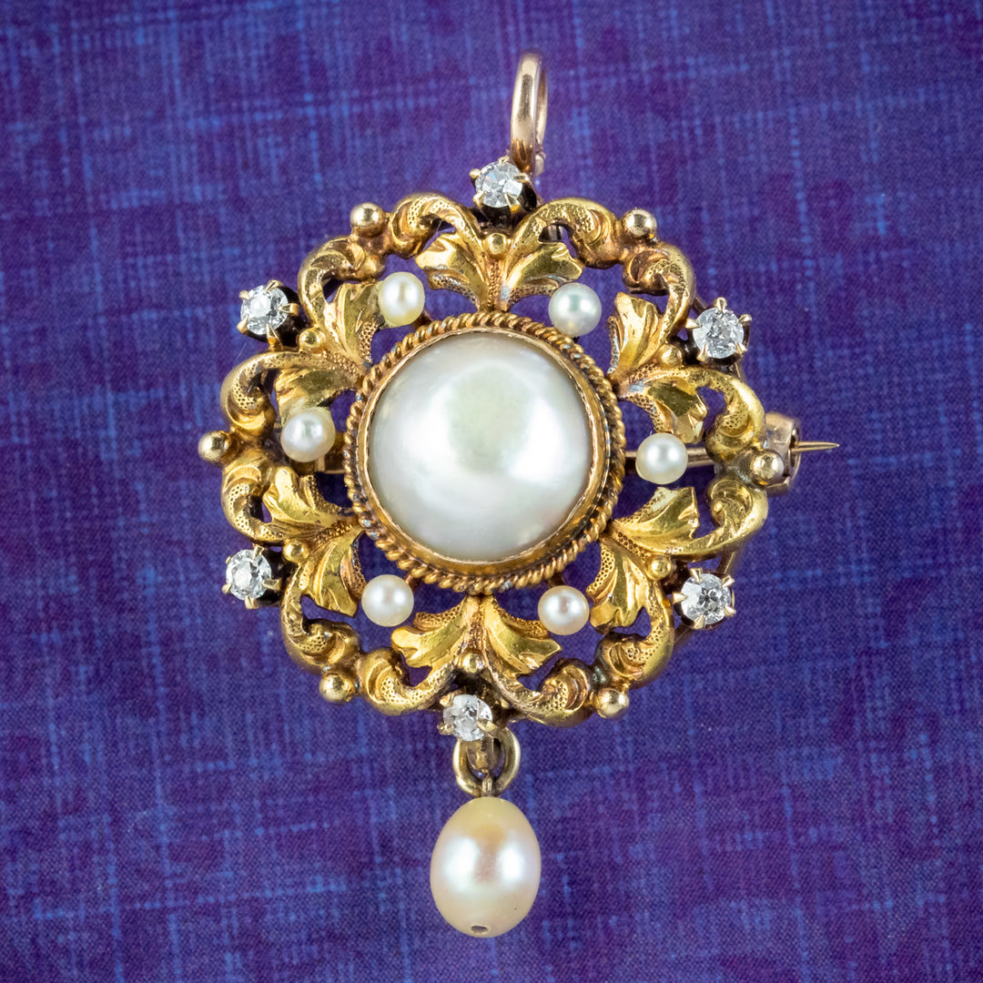 gold pearl brooch