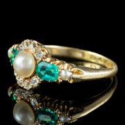 Antique Victorian Pearl Diamond Tourmaline Ring Dated 1861
