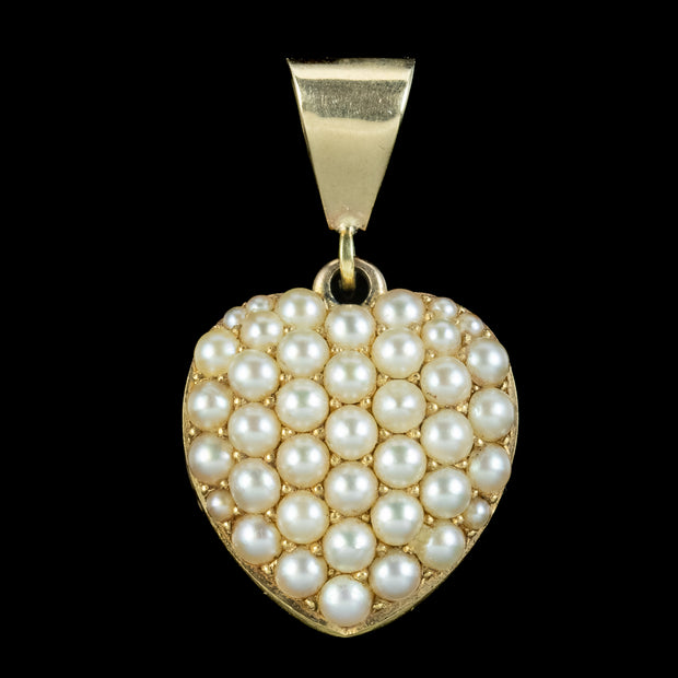 Antique Victorian Pearl Heart Locket 15ct Gold