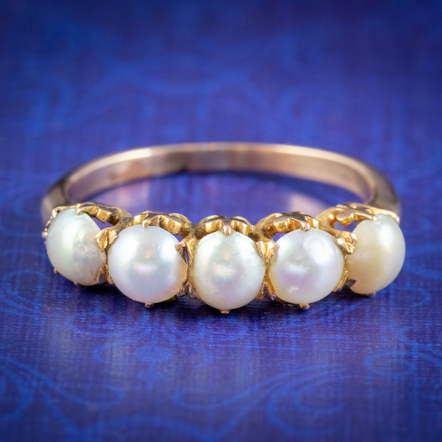 Antique Victorian Pearl Ring 15ct Gold Circa 1900