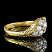 Antique Victorian Pearl Ruby Snake Ring 