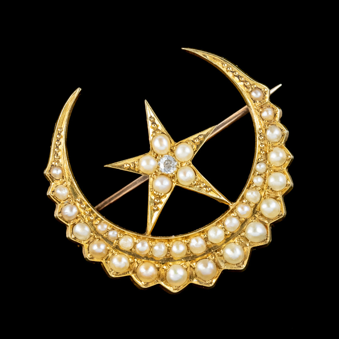 Antique Victorian Gilt Moon top Brooch