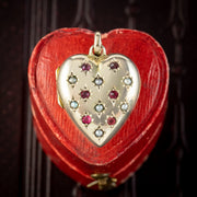 Antique Victorian Pink Paste Pearl Heart Locket 15ct Gold