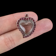 Antique Victorian Red Paste Witches Heart Locket Brooch 