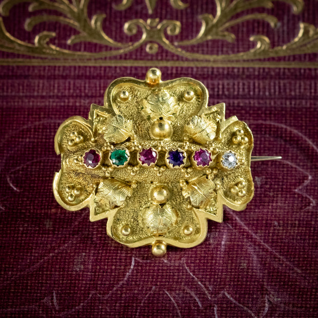 Antique Victorian Regard Brooch 18ct Gold Circa 1880