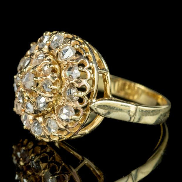Antique Victorian Rose Cut Diamond Cluster Ring 2.50ct Of Diamond With Box