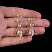 Antique Victorian Rotating Drop Earrings 9ct Gold Dated 1875