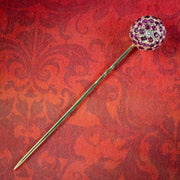 Antique Victorian Ruby Diamond Pin 18ct Gold Circa 1900 Boxed 