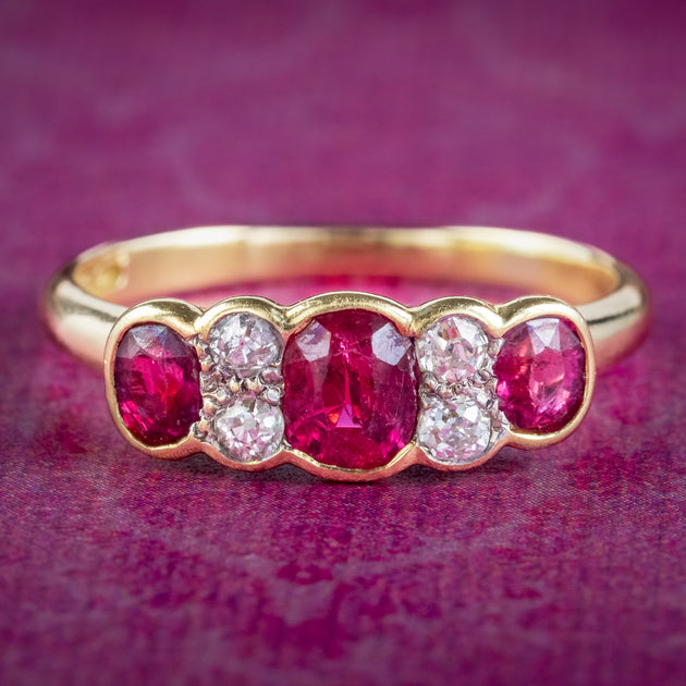 Antique Victorian Ruby Diamond Ring 0.85ct Ruby – Laurelle Antique ...