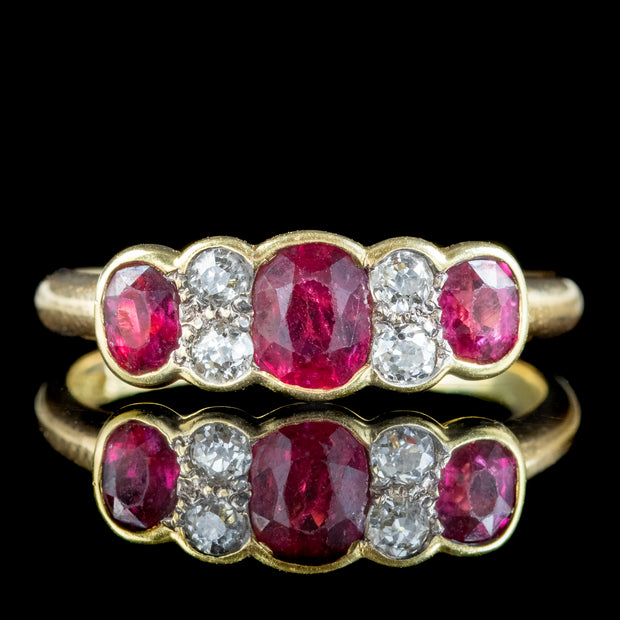 Antique Victorian Ruby Diamond Ring 0.85ct Ruby