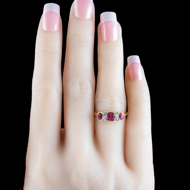 Antique Victorian Ruby Diamond Ring 0.85ct Ruby