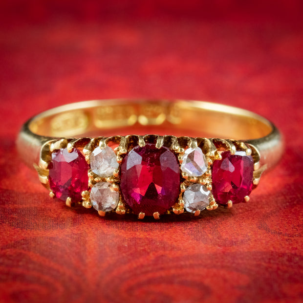 Antique Victorian Ruby Diamond Ring 1.10ct Of Ruby Dated 1890