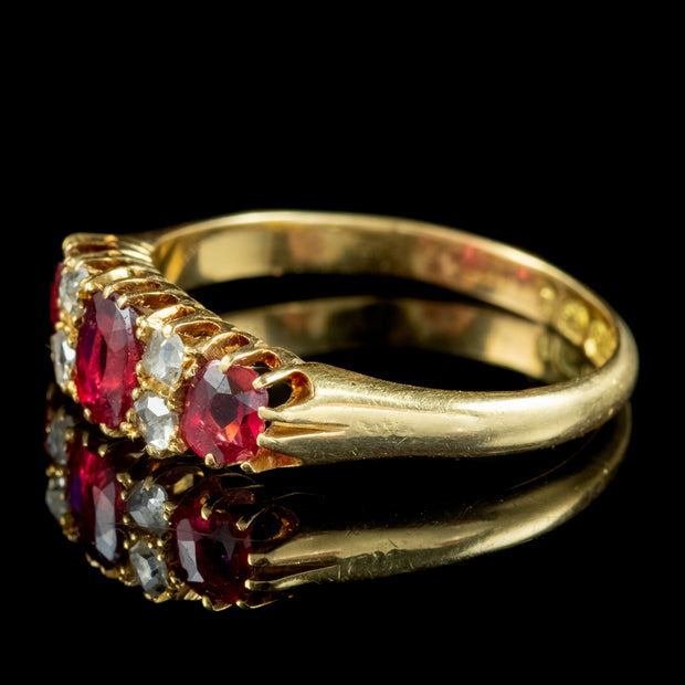 Antique Victorian Ruby Diamond Ring 1.10ct Of Ruby Dated 1890