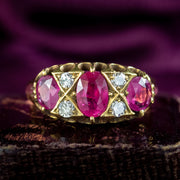 Antique Victorian Ruby Diamond Ring 1.8ct Ruby