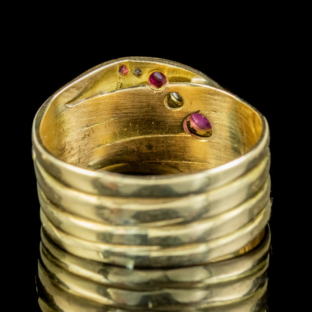 Antique Victorian Ruby Diamond Snake Ring 0.30ct Diamond Dated 1887 –  Antique Jewellery Online