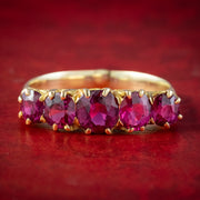 Antique Victorian Ruby Five Stone Ring 2.2ct Ruby
