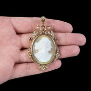 Antique Victorian Ruby Pearl Cameo Pendant 15ct Gold