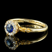 Antique Victorian Sapphire Diamond Cluster Ring Dated 1898