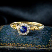 Antique Victorian Sapphire Diamond Cluster Ring Dated 1898
