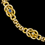 Antique Victorian Sapphire Diamond Love Knot Bracelet 15ct Gold