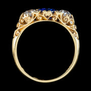 Antique Victorian Sapphire Diamond Ring 0.80ct Sapphire