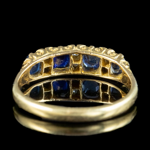 Antique Victorian Sapphire Diamond Ring 0.90ct Sapphire