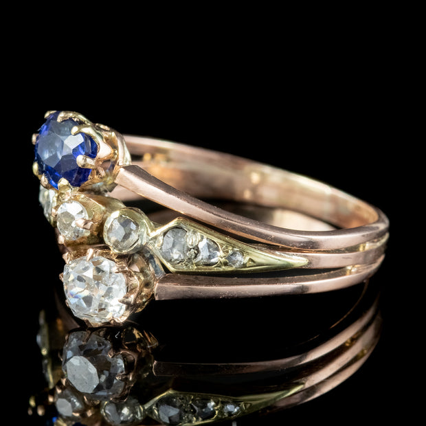 Antique Victorian Sapphire Diamond Toi Et Moi Ring 