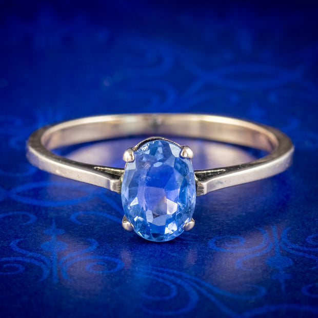 Antique Victorian Blue Sapphire Solitaire Ring 1.2ct Sapphire