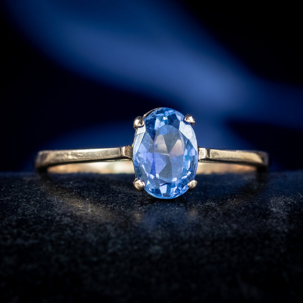Antique Victorian Blue Sapphire Solitaire Ring 1.2ct Sapphire