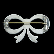 Antique-Victorian-Scottish-Agate-Bow-Brooch-Silver-