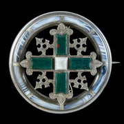 Antique Victorian Scottish Agate Brooch Silver Circa 1860